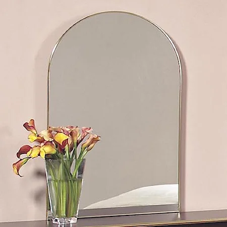 Contemporary Curved Crown Brass Edged Vertical Dresser Mirror